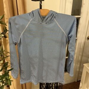 Striped Blue and White Long Sleeve Hoodie